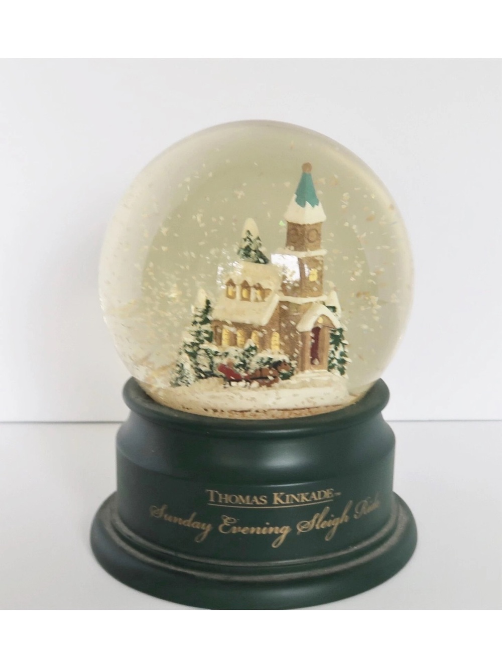 Vintage - Thomas Kinkade Holiday Snow Globe. “Sunday Evening Sleigh Ride” - Picture 4 of 7